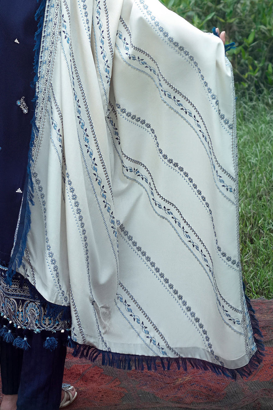 3 Piece Embroidered Pashmina Suit with Embroidered Pashmina Dupatta