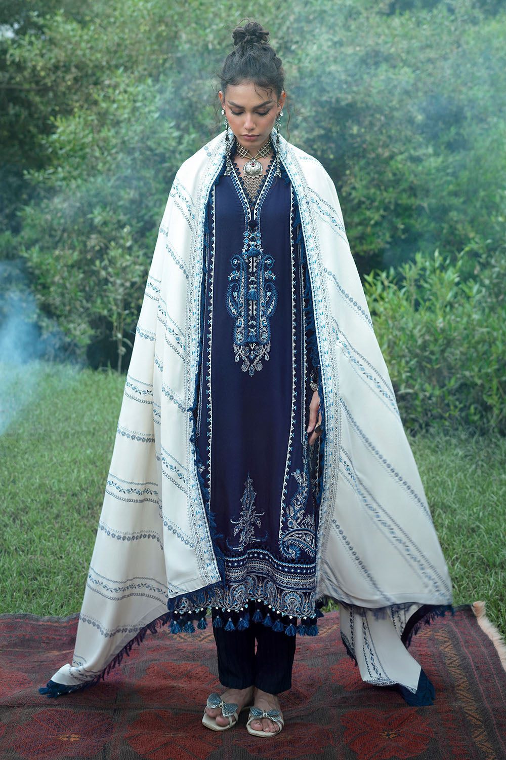 3 Piece Embroidered Pashmina Suit with Embroidered Pashmina Dupatta