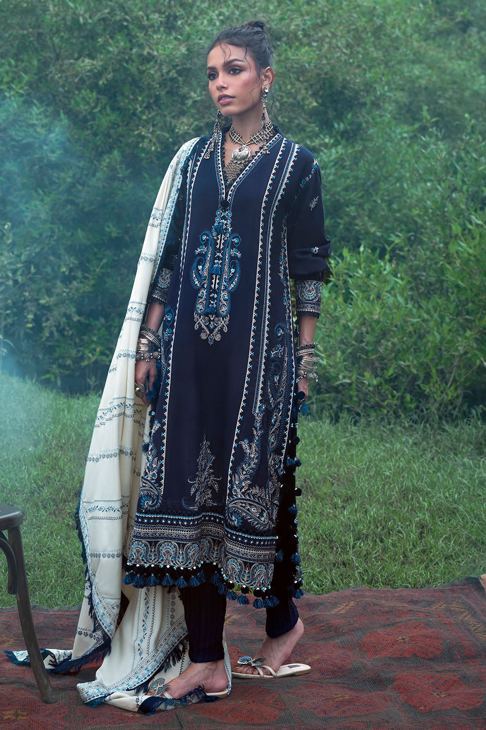 3 Piece Embroidered Pashmina Suit with Embroidered Pashmina Dupatta