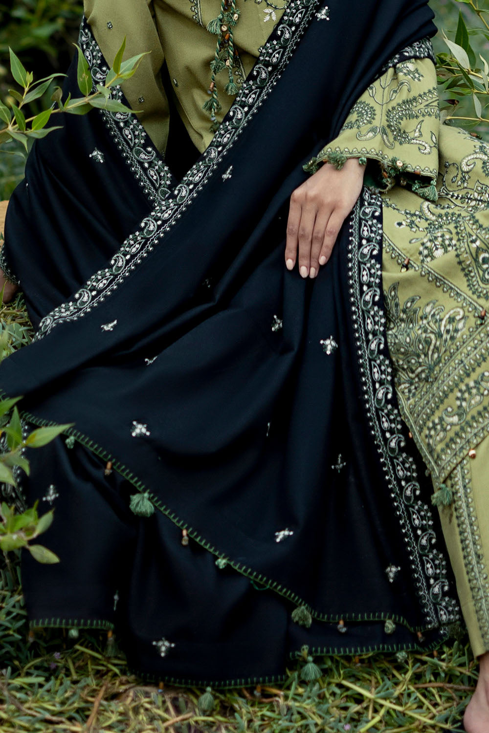 3 Piece Embroidered Pashmina Suit with Embroidered Pashmina Dupatta
