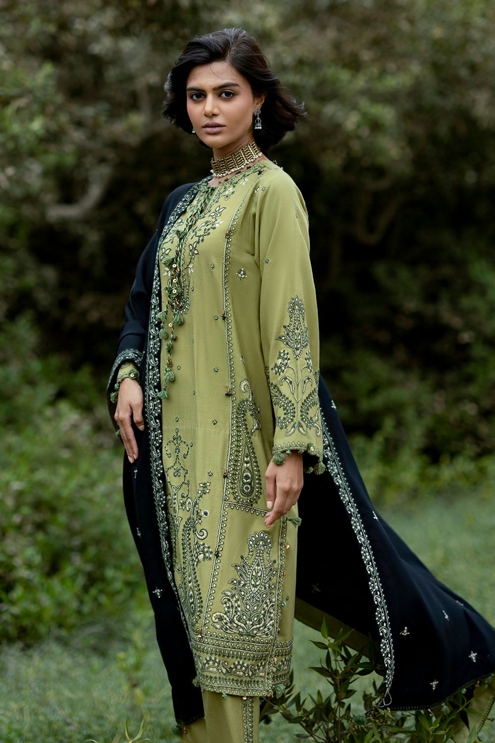 3 Piece Embroidered Pashmina Suit with Embroidered Pashmina Dupatta