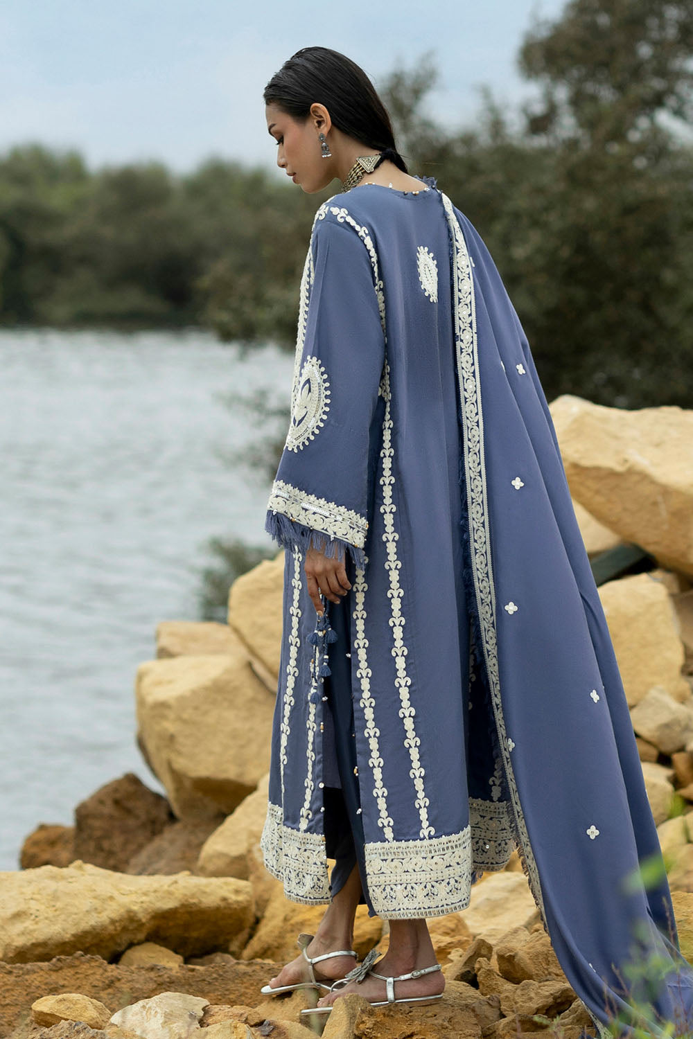3 Piece Embroidered Pashmina Suit with Embroidered Pashmina Dupatta