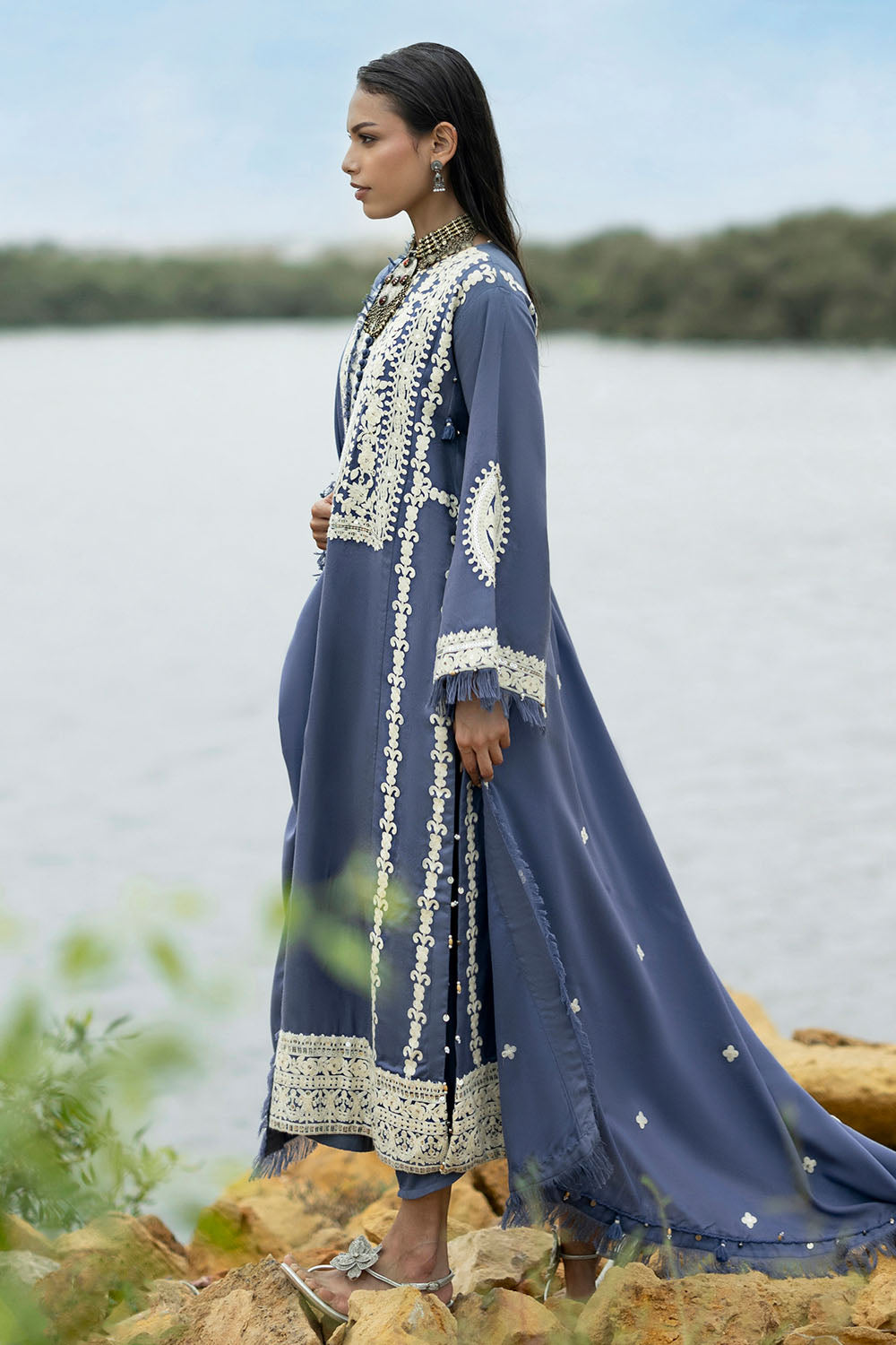 3 Piece Embroidered Pashmina Suit with Embroidered Pashmina Dupatta