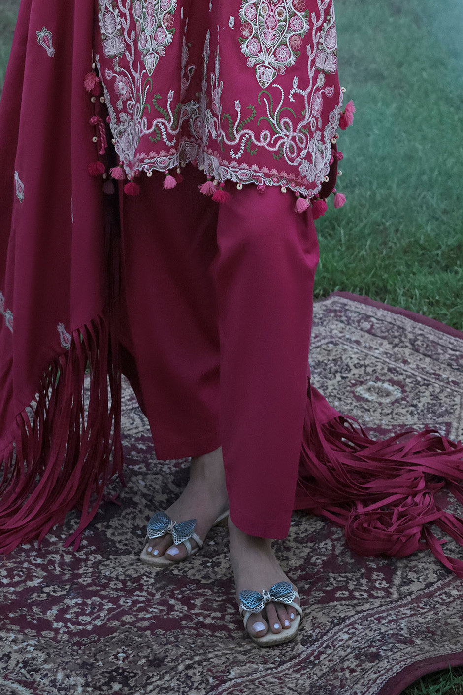 3 Piece Embroidered Pashmina Suit with Embroidered Pashmina Dupatta