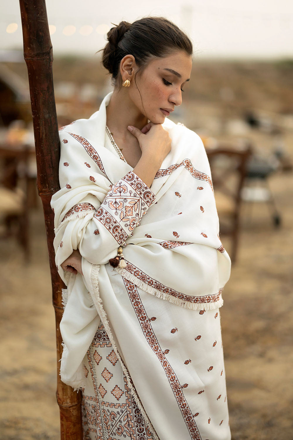 3 Piece Embroidered Pashmina Suit with Embroidered Pashmina Dupatta