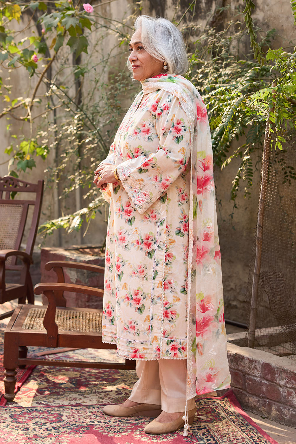 3 Piece Embroidered Printed Lawn Suit with Embroidered Printed Chiffon Dupatta