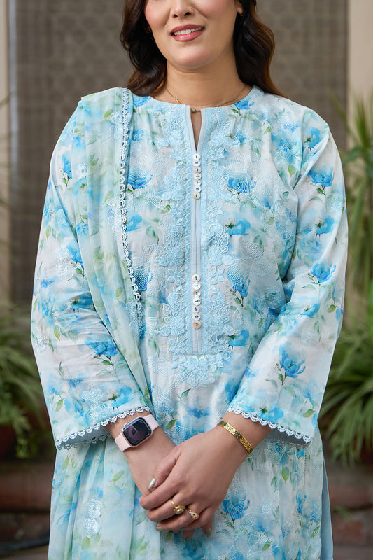 3 Piece Embroidered Printed Lawn Suit with Embroidered Printed Chiffon Dupatta BM-62020