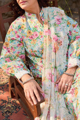 3 Piece Embroidered Printed Lawn Suit with Embroidered Printed Chiffon Dupatta BM-62024