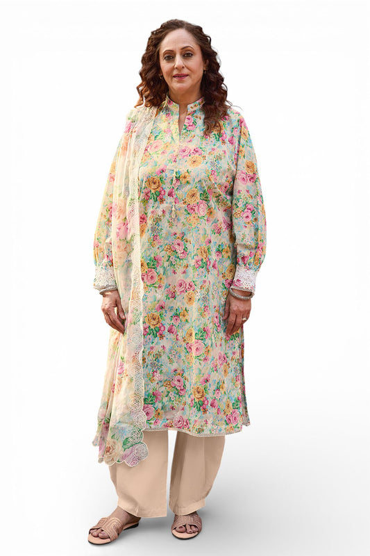 3 Piece Embroidered Printed Lawn Suit with Embroidered Printed Chiffon Dupatta BM-62024