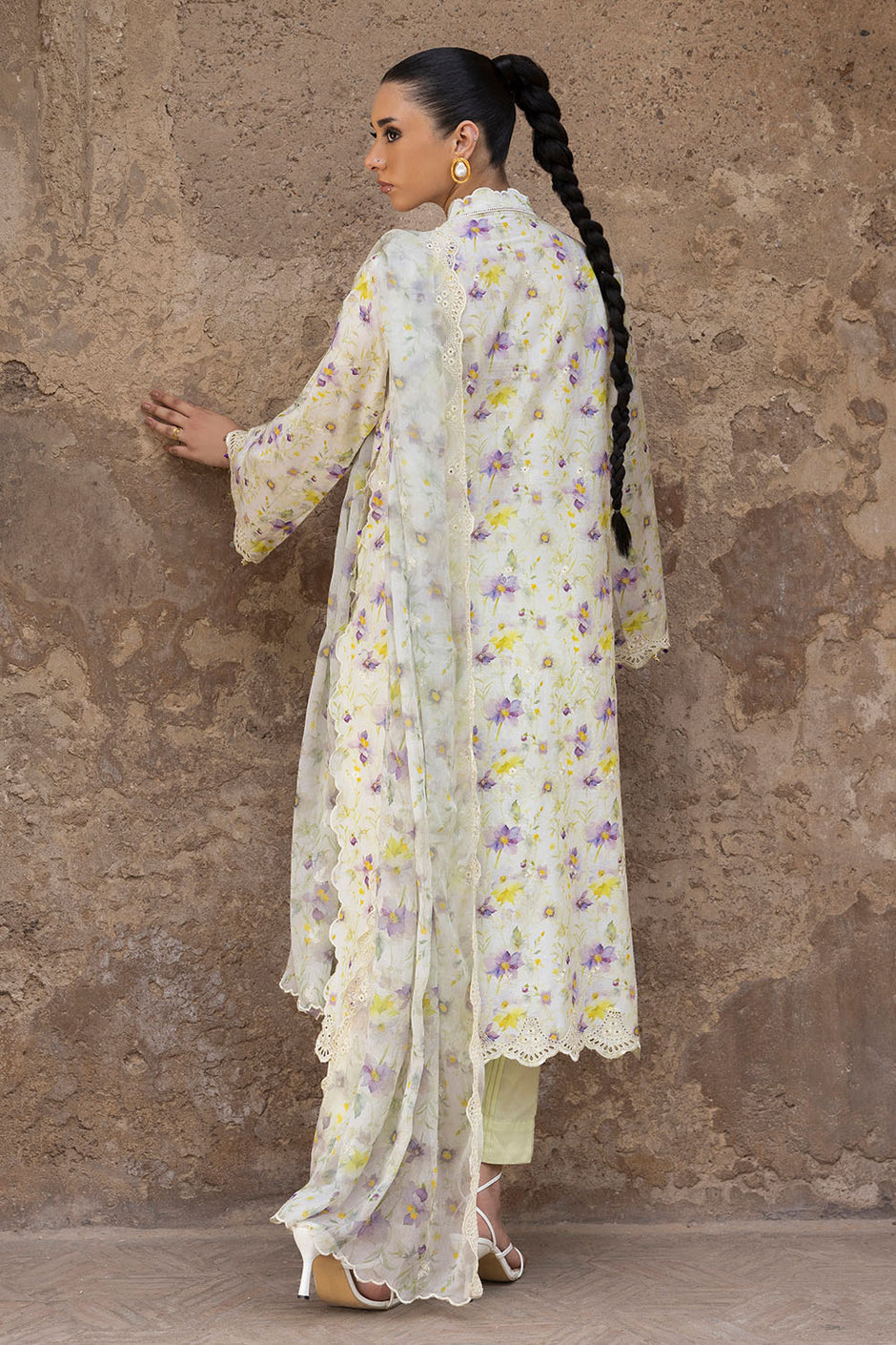 3 Piece Embroidered Printed Lawn Suit with Embroidered Printed Chiffon Dupatta
