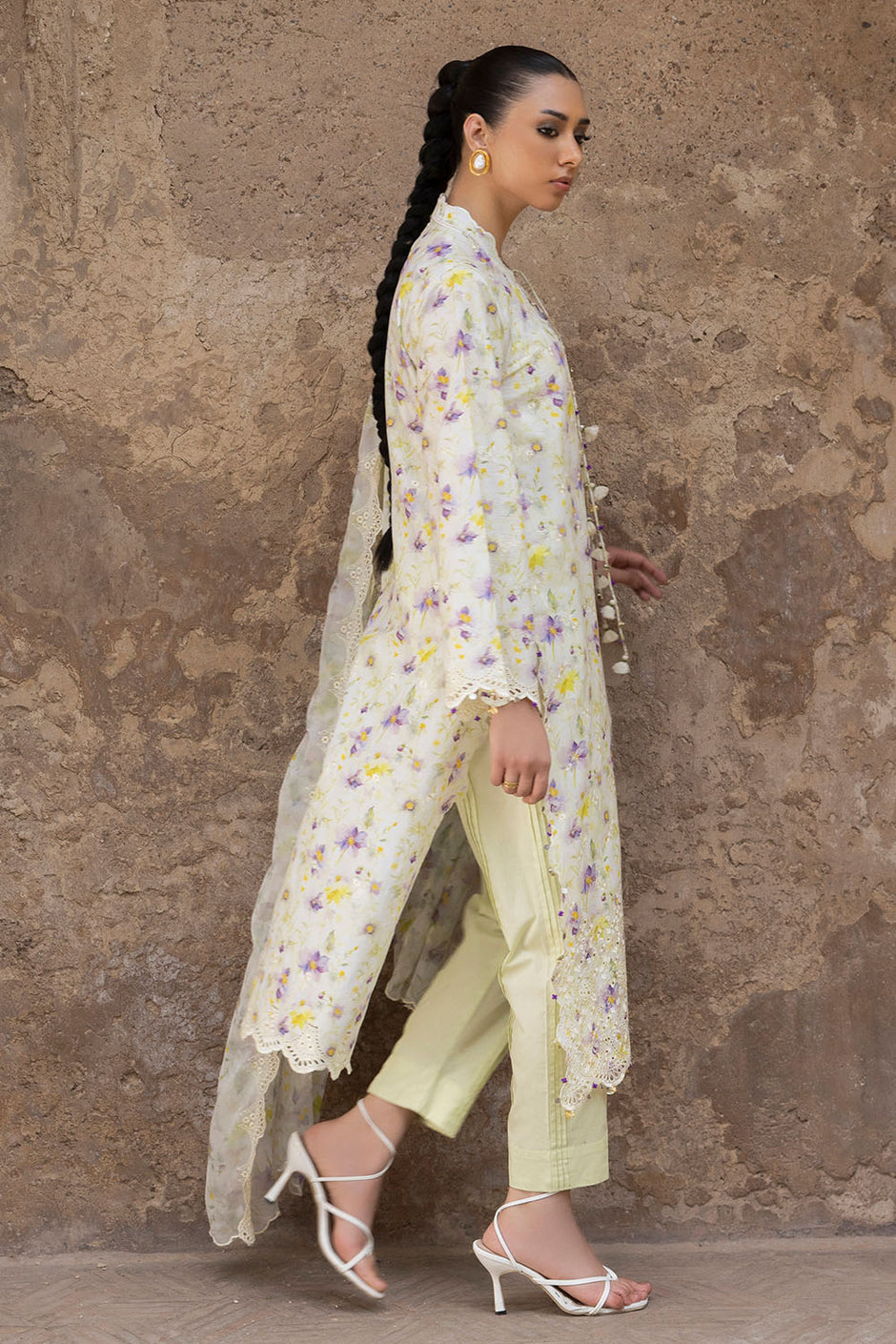 3 Piece Embroidered Printed Lawn Suit with Embroidered Printed Chiffon Dupatta