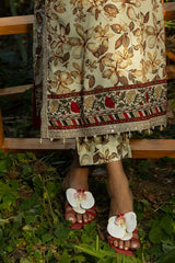 3 Piece Printed Lawn Suit with Embroidered Organza Details and Embroidered Printed Chiffon Dupatta