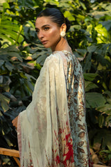 3 Piece Printed Lawn Suit with Embroidered Organza Details and Embroidered Printed Chiffon Dupatta
