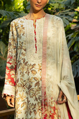 3 Piece Printed Lawn Suit with Embroidered Organza Details and Embroidered Printed Chiffon Dupatta