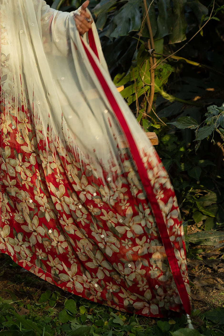 3 Piece Printed Lawn Suit with Embroidered Organza Details and Embroidered Printed Chiffon Dupatta
