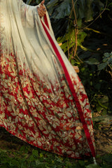 3 Piece Printed Lawn Suit with Embroidered Organza Details and Embroidered Printed Chiffon Dupatta