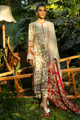 3 Piece Printed Lawn Suit with Embroidered Organza Details and Embroidered Printed Chiffon Dupatta