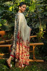 3 Piece Printed Lawn Suit with Embroidered Organza Details and Embroidered Printed Chiffon Dupatta