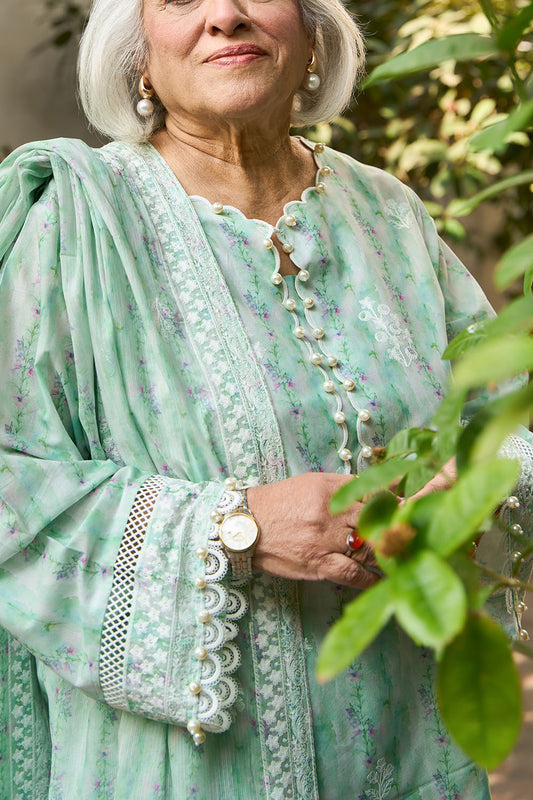 3 Piece Embroidered Printed Lawn Suit with Embroidered Denting Dupatta DN-62016