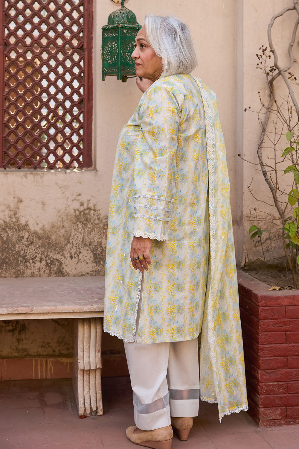 3 Piece Embroidered Printed Lawn Suit with Embroidered Denting Dupatta