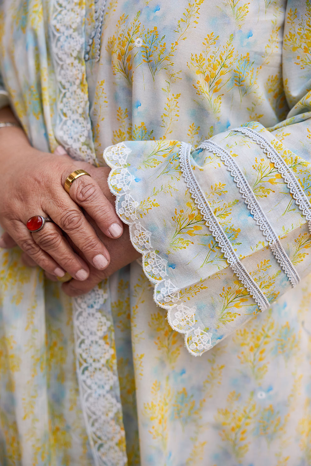 3 Piece Embroidered Printed Lawn Suit with Embroidered Denting Dupatta