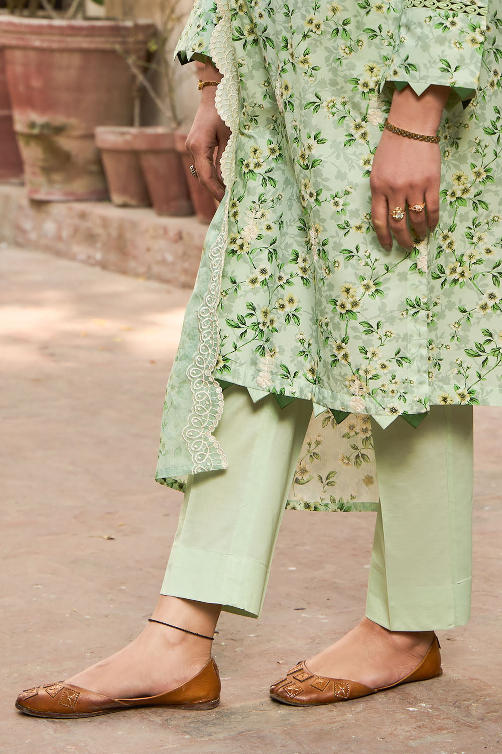 3 Piece Embroidered Printed Lawn Suit with Embroidered Denting Dupatta