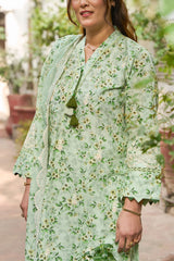 3 Piece Embroidered Printed Lawn Suit with Embroidered Denting Dupatta DN-62039