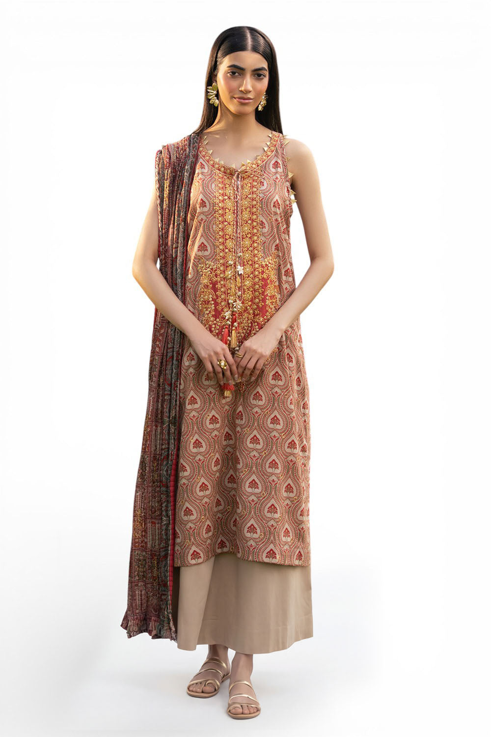 3 Piece Embroidered Printed Lawn Suit with Embroidered Neckline CL-52334