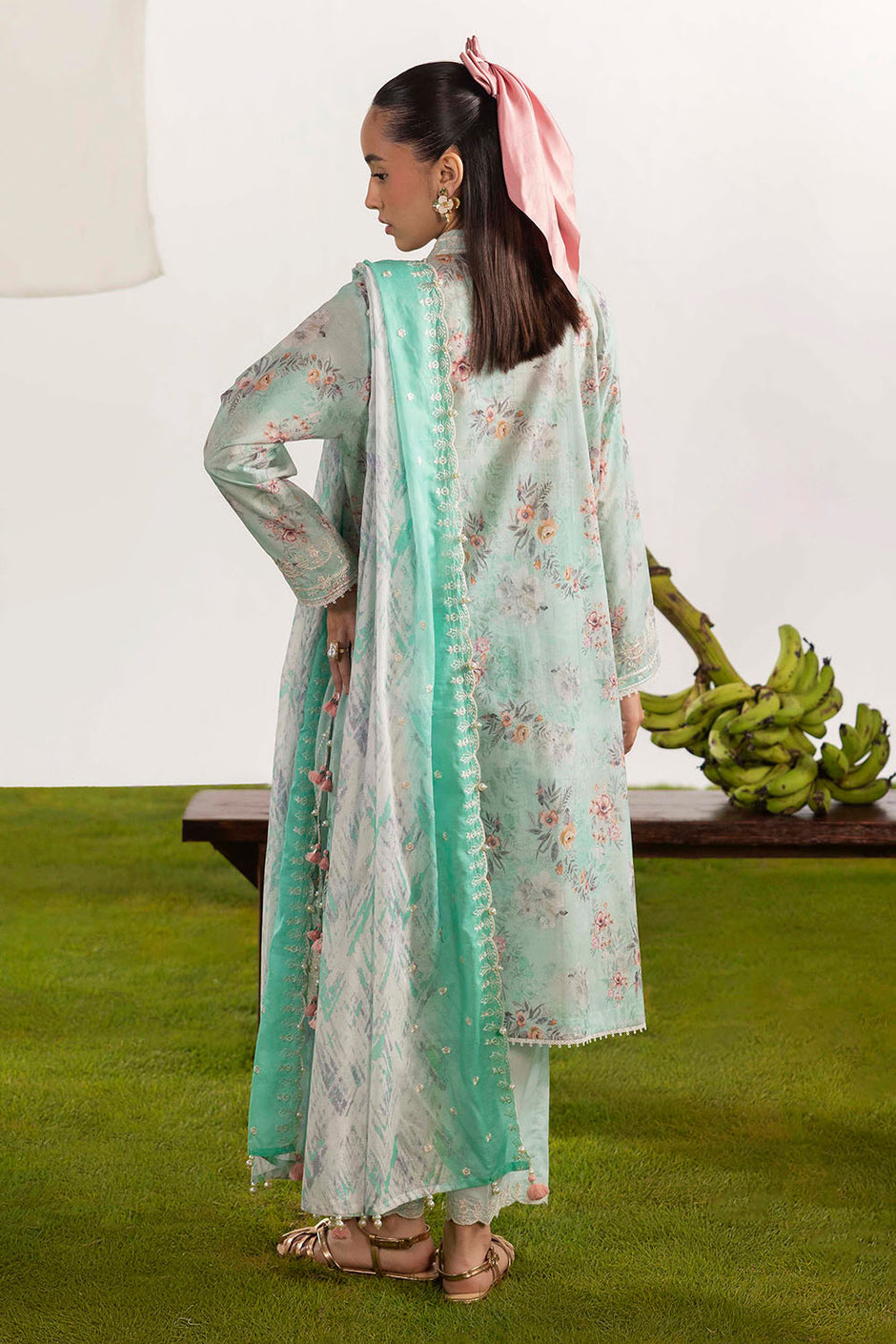 3 Piece Embroidered Printed Lawn Suit with Embroidered Border
