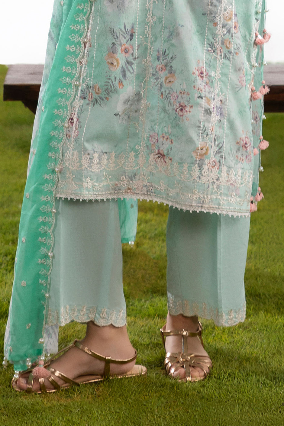3 Piece Embroidered Printed Lawn Suit with Embroidered Border