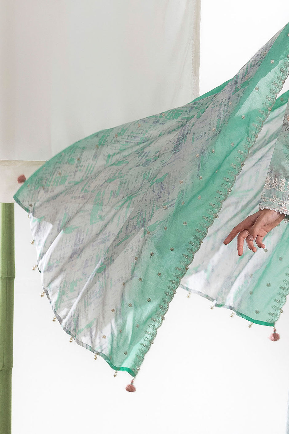 3 Piece Embroidered Printed Lawn Suit with Embroidered Border