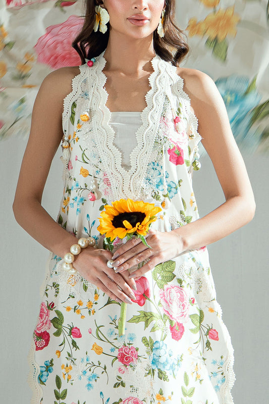 3 Piece Embroidered Printed Lawn Suit with Embroidered Printed Denting Dupatta and Embroidered Trouser DN-62024