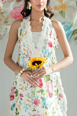 3 Piece Embroidered Printed Lawn Suit with Embroidered Printed Denting Dupatta and Embroidered Trouser DN-62024