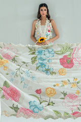 3 Piece Embroidered Printed Lawn Suit with Embroidered Printed Denting Dupatta and Embroidered Trouser DN-62024