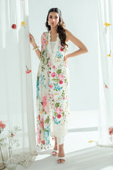 3 Piece Embroidered Printed Lawn Suit with Embroidered Printed Denting Dupatta and Embroidered Trouser DN-62024