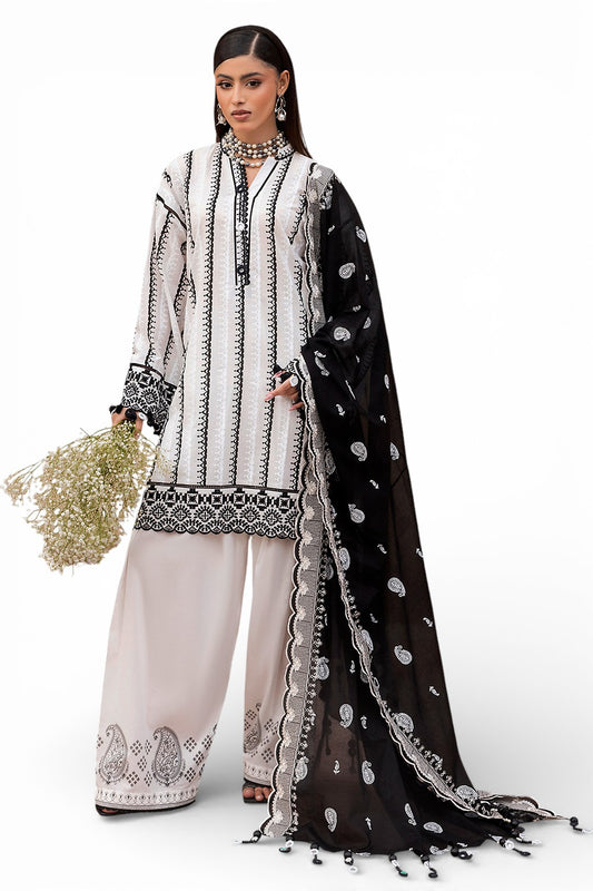 3 Piece Lacquer Printed Lawn Suit with Embroidered Lacquer Printed Denting Dupatta and Printed Trouser DN-62025