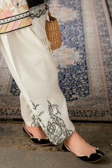 3 Piece Embroidered Lacquer Printed Pashmina Suit with Embroidered Khaddar Shirt and Trouser AP-52015
