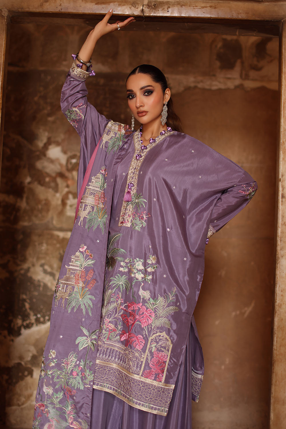 3 Piece Embroidered Raw Silk Suit with Dupatta SP-52055