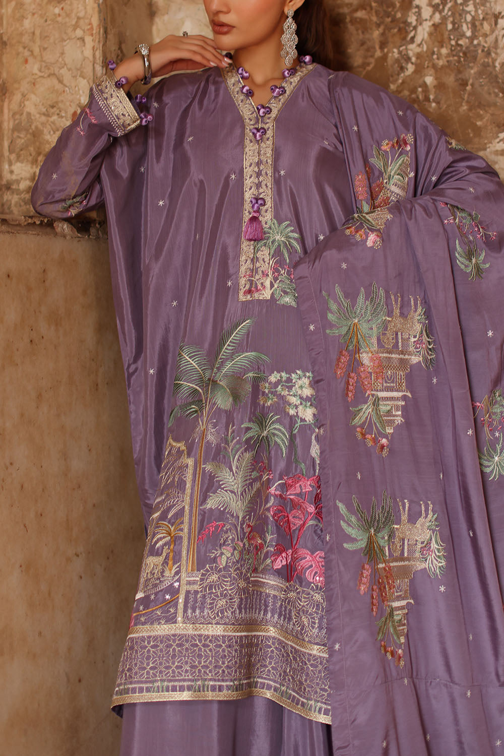 3 Piece Embroidered Raw Silk Suit with Dupatta SP-52055