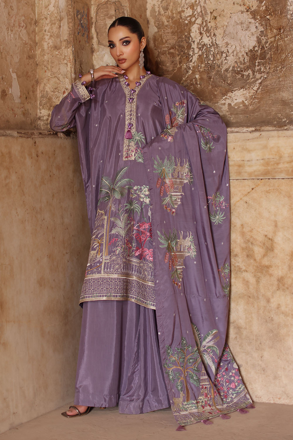 3 Piece Embroidered Raw Silk Suit with Dupatta SP-52055