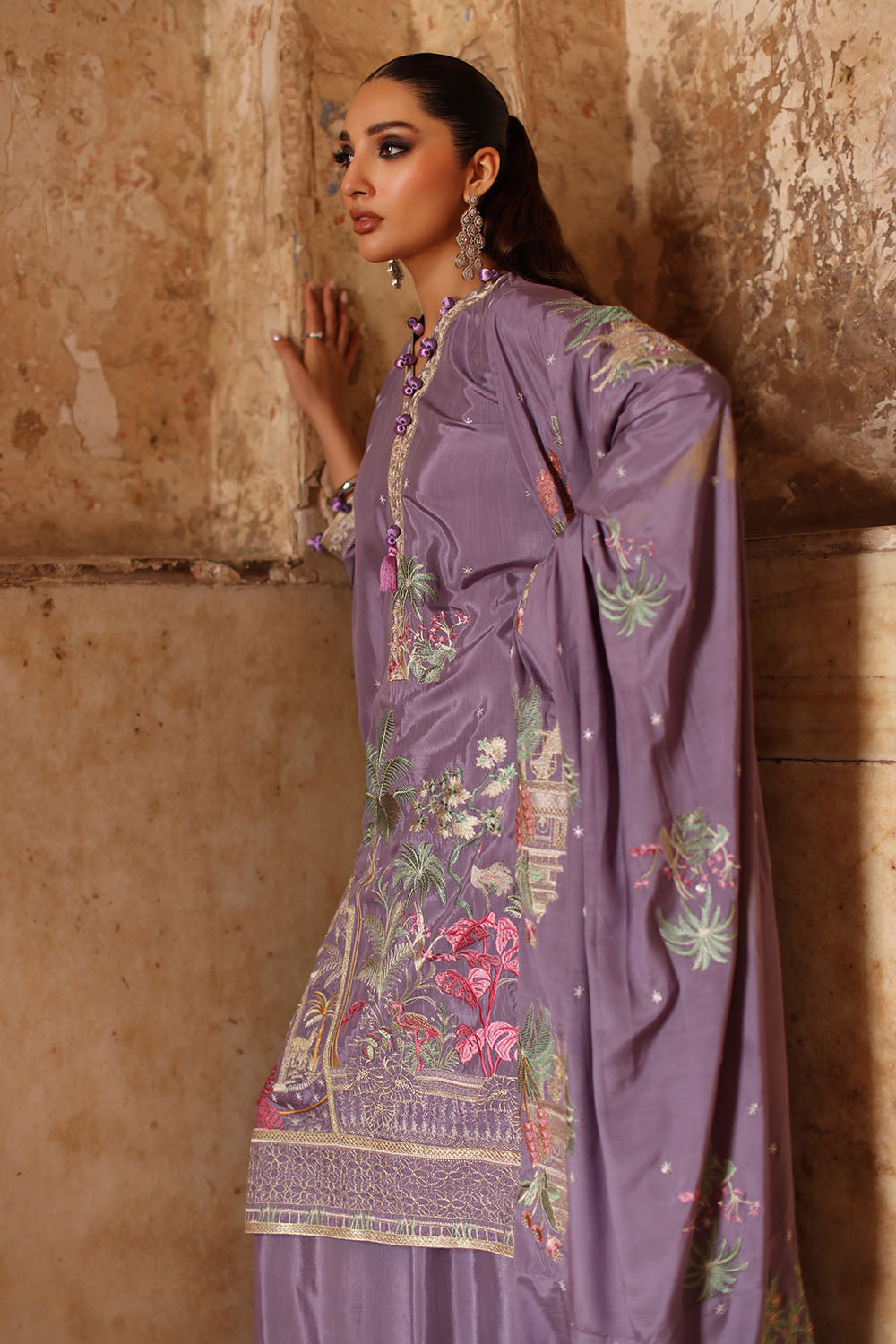 3 Piece Embroidered Raw Silk Suit with Dupatta SP-52055
