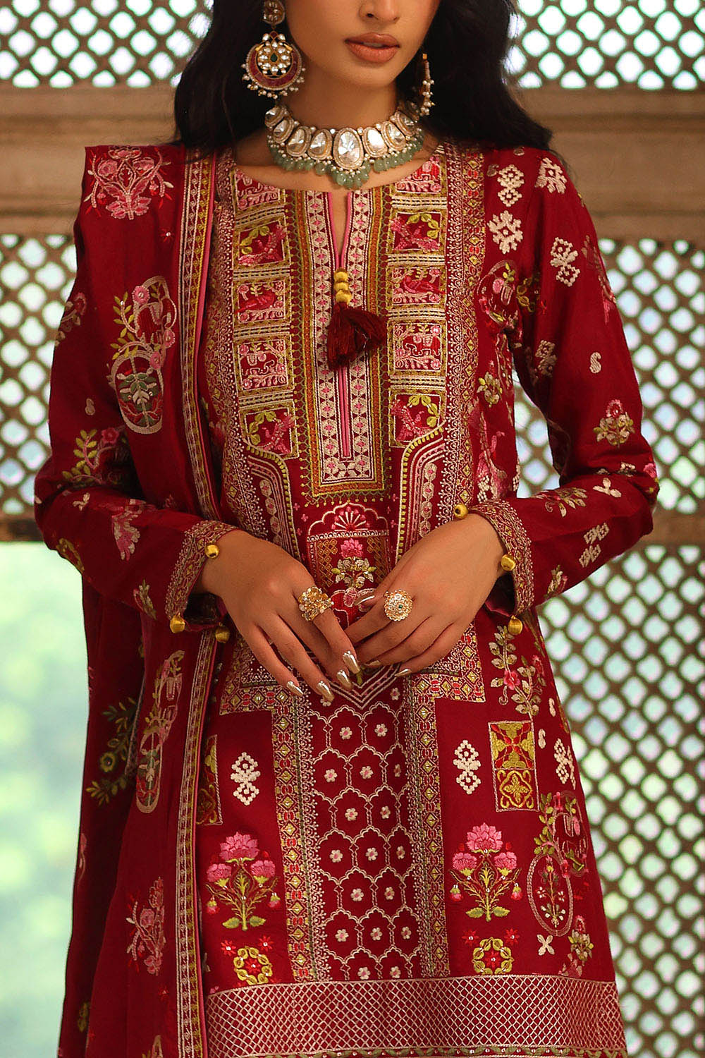 3 Piece Embroidered Raw Silk Suit with Dupatta SP-52058