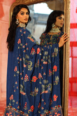 3 Piece Embroidered Raw Silk Suit with Side Panels and Dupatta SP-52059