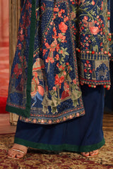 3 Piece Embroidered Raw Silk Suit with Side Panels and Dupatta SP-52059