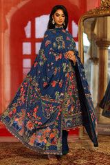 3 Piece Embroidered Raw Silk Suit with Side Panels and Dupatta SP-52059