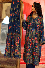3 Piece Embroidered Raw Silk Suit with Side Panels and Dupatta SP-52059
