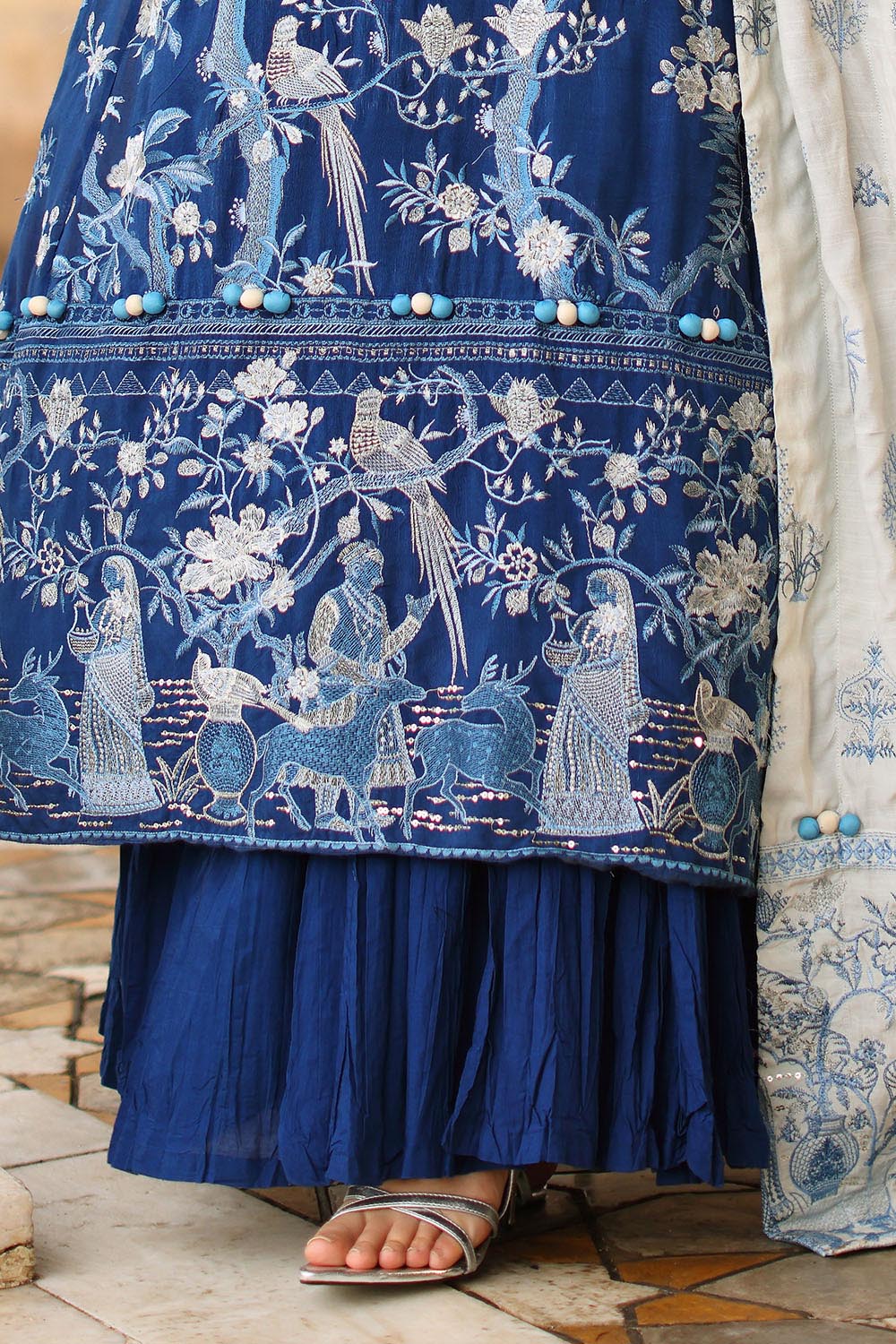 3 Piece Embroidered Raw Silk Suit with Side Panels and Dupatta SP-52060