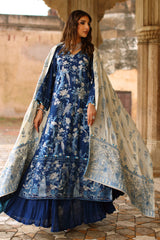 3 Piece Embroidered Raw Silk Suit with Side Panels and Dupatta SP-52060