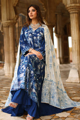 3 Piece Embroidered Raw Silk Suit with Side Panels and Dupatta SP-52060