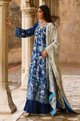 3 Piece Embroidered Raw Silk Suit with Side Panels and Dupatta SP-52060